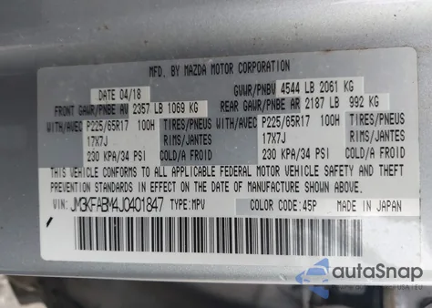 2018 Mazda Cx-5 Sport из США, поврежденный, VIN JM3KFABM4J0401847